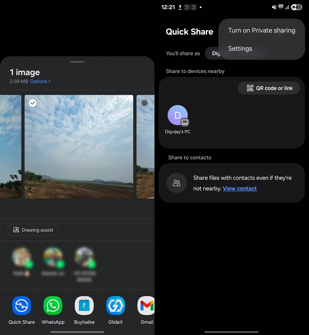 Cách mở tính năng Private Share trên điện thoại Samsung. Ảnh: Digvijay Kumar