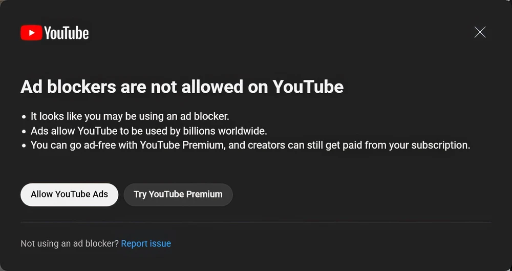 Cảnh báo xuất hiện khi người dùng cài đặt tiện ích chặn quảng cáo. Ảnh: TIỂU MINH