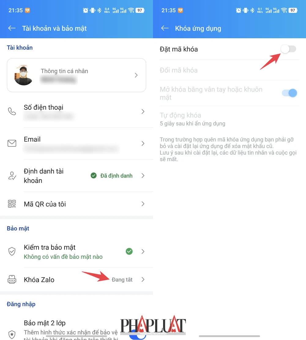 Khóa Zalo để tránh bị lộ tin nhắn Zalo riêng tư. Ảnh: MINH HOÀNG