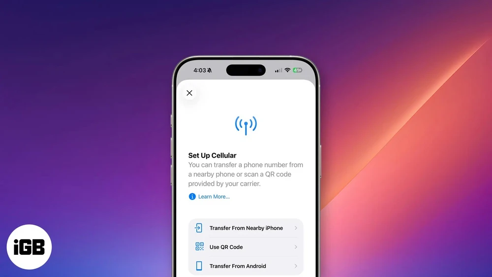 Thiết lập eSIM mới trên iPhone. Ảnh: igeeksblog