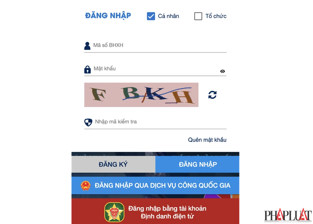 Đăng nhập vào cổng thông tin điện tử BHXH Việt Nam. Ảnh: MINH HOÀNG