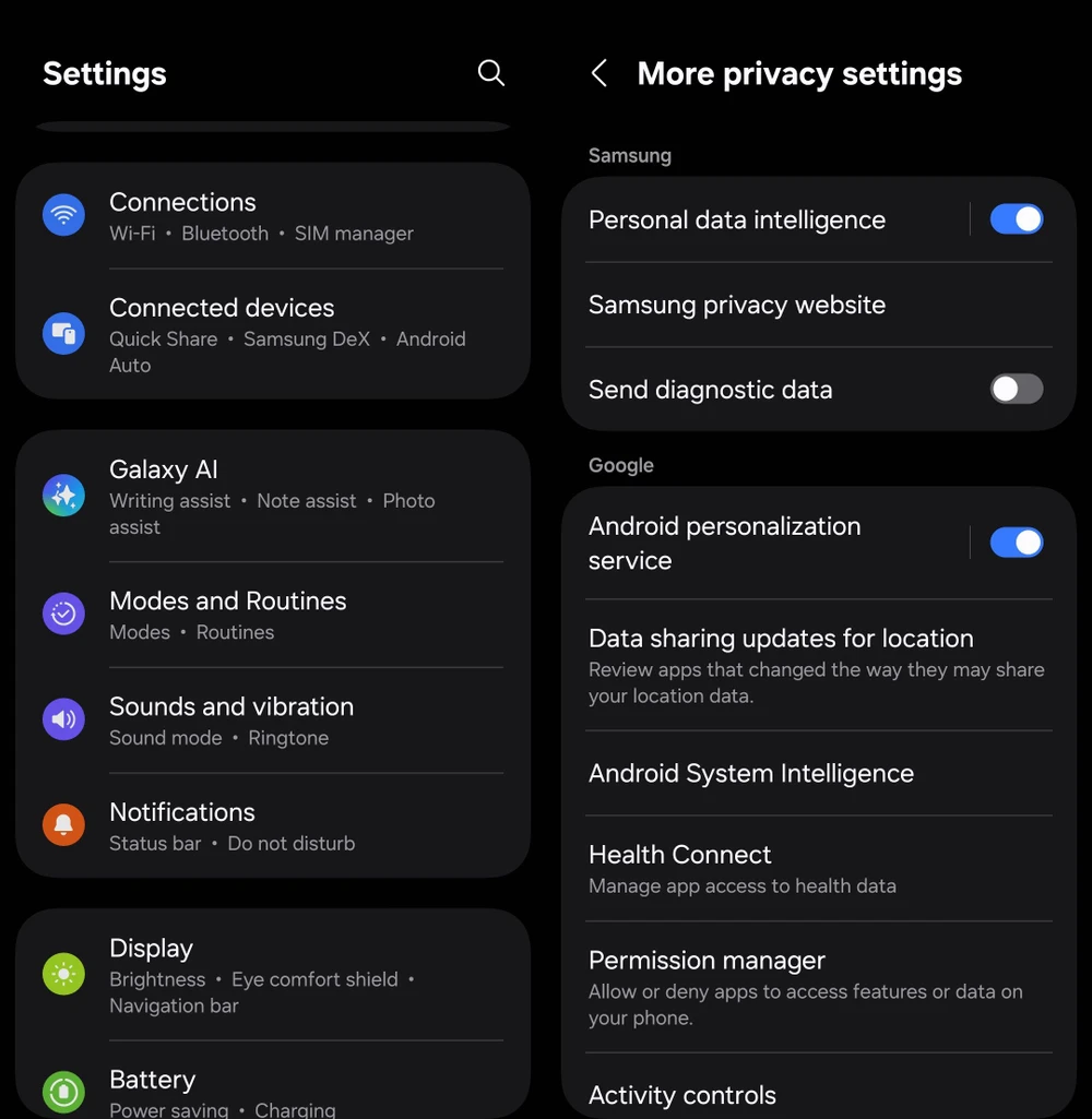 Tắt tính năng thu thập dữ liệu chẩn đoán trên điện thoại Samsung.
