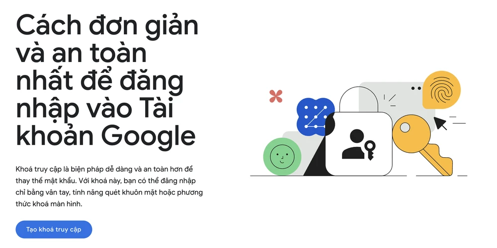Cách tạo passkey cho tài khoản Google. Ảnh: MINH HOÀNG
