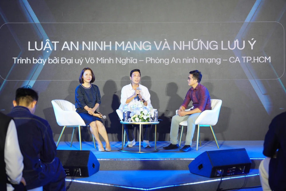 Đại úy Võ Minh Nghĩa, cán bộ Đội An ninh mạng, Phòng An ninh mạng và phòng, chống tội phạm sử dụng công nghệ cao Công an TP.HCM (PA05) chia sẻ những lưu ý khi sản xuất nội dung thời AI.