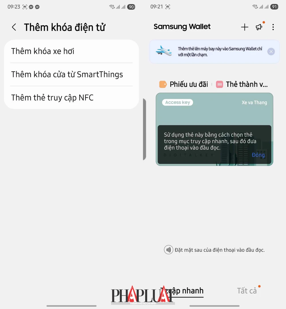 Thêm thẻ NFC vào điện thoại để thuận tiện hơn trong quá trình sử dụng. Ảnh: TIỂU MINH