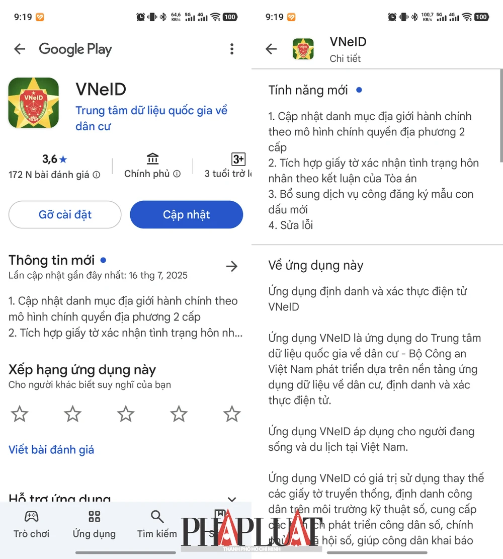 Các tính năng mới trên ứng dụng VNeID 2.2.1. Ảnh: MINH HOÀNG