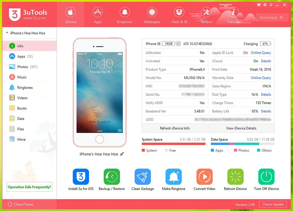 Kiểm tra chu kỳ sạc của iPhone trước khi mua máy. Ảnh: TIỂU MINH