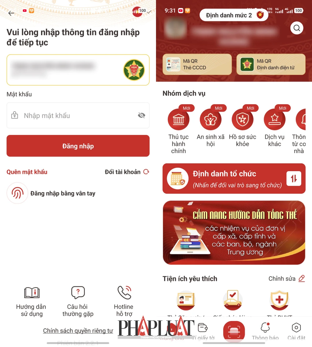 Cập nhật và đăng nhập ứng dụng VNeID bằng tài khoản tương ứng. Ảnh: MINH HOÀNG