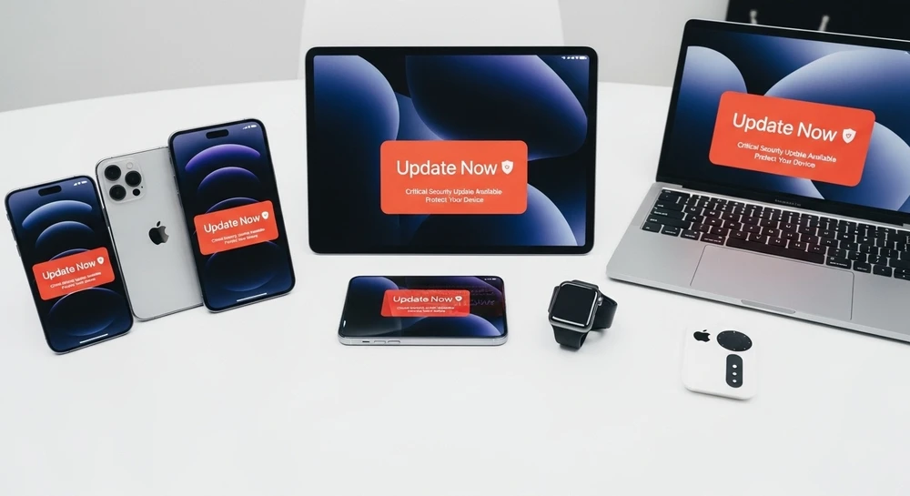 Người dùng các thiết bị Apple cần cập nhật ngay để tránh lỗ hổng nguy hiểm. Ảnh minh họa: AI