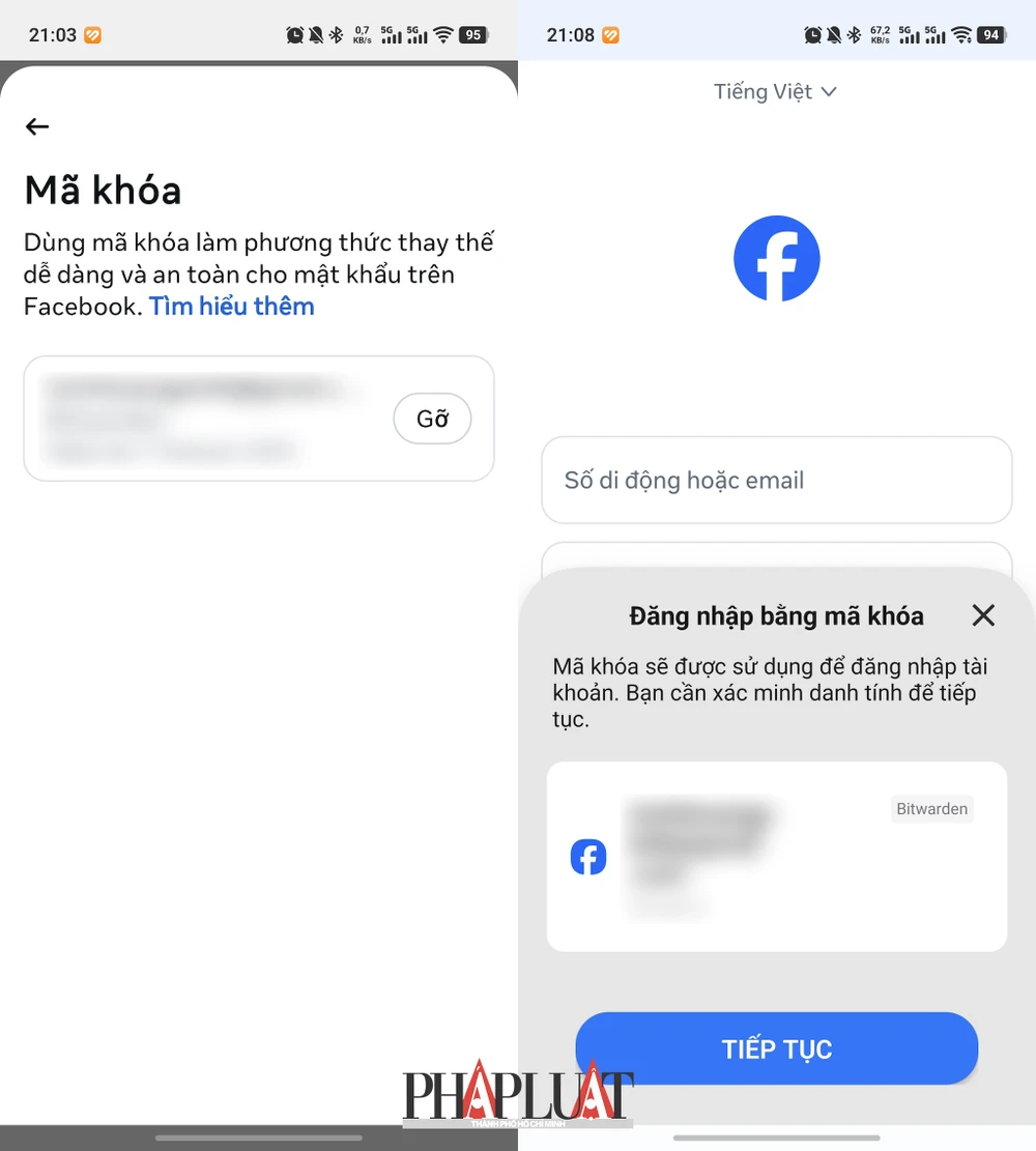 Cách đăng nhập Facebook không cần mật khẩu bằng passkey (mã khóa). Ảnh: MINH HOÀNG