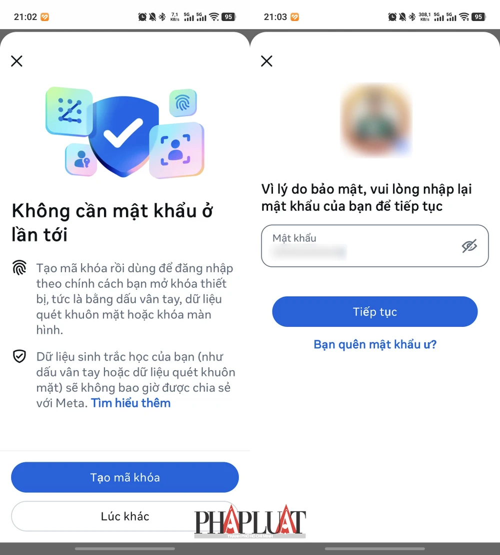 Tạo Passkey cho Facebook. Ảnh: MINH HOÀNG