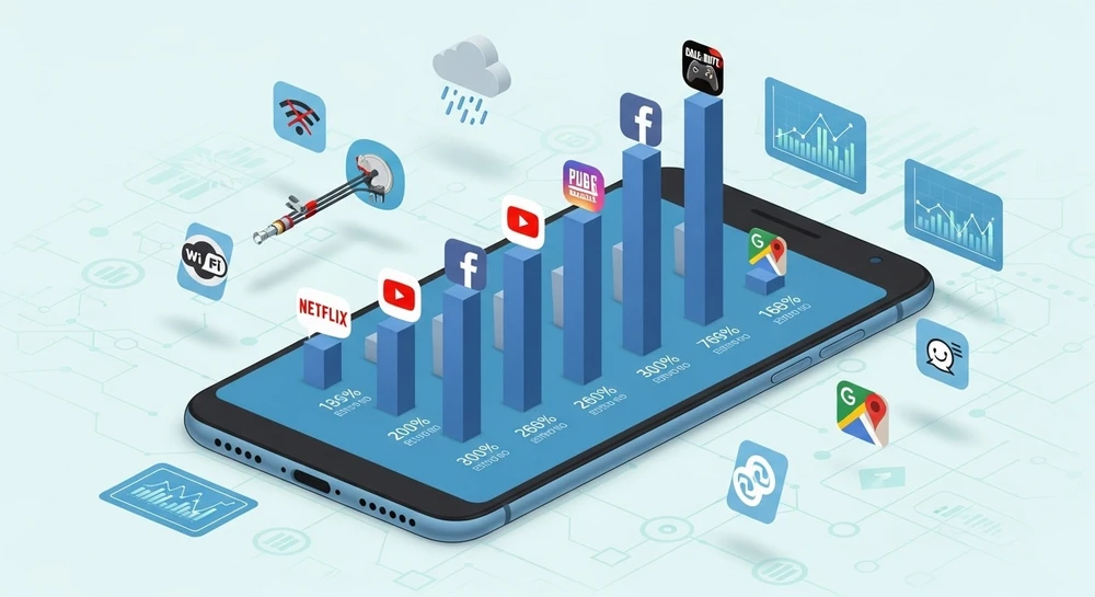 Tin công nghệ 6-8: 5 ứng dụng ‘ngốn’ dữ liệu di động nhiều nhất.