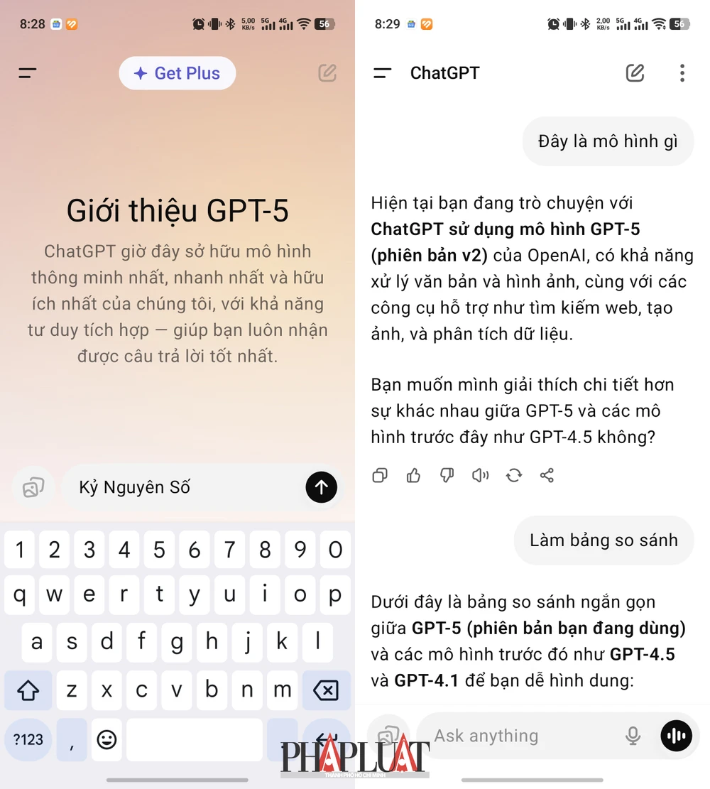 Người dùng miễn phí vẫn có thể trải nghiệm GPT-5 miễn phí. Ảnh: TIỂU MINH