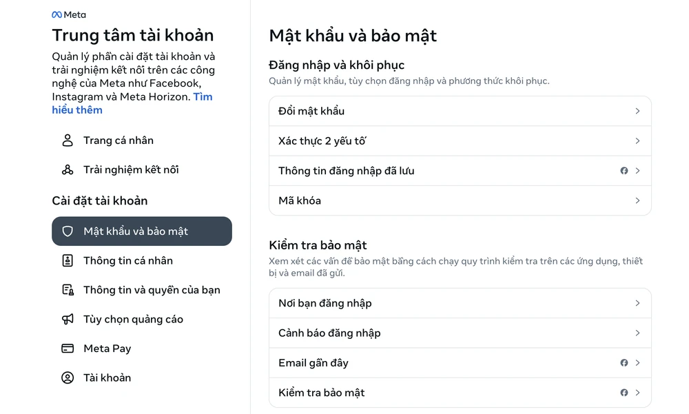 Bảo mật tài khoản Facebook bằng các tính năng có sẵn. Ảnh: MINH HOÀNG