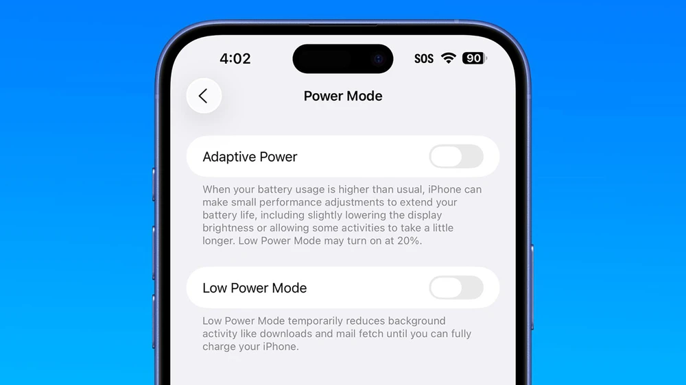 Bật Adaptive Power (nguồn thích ứng) để tiết kiệm pin trên iPhone.