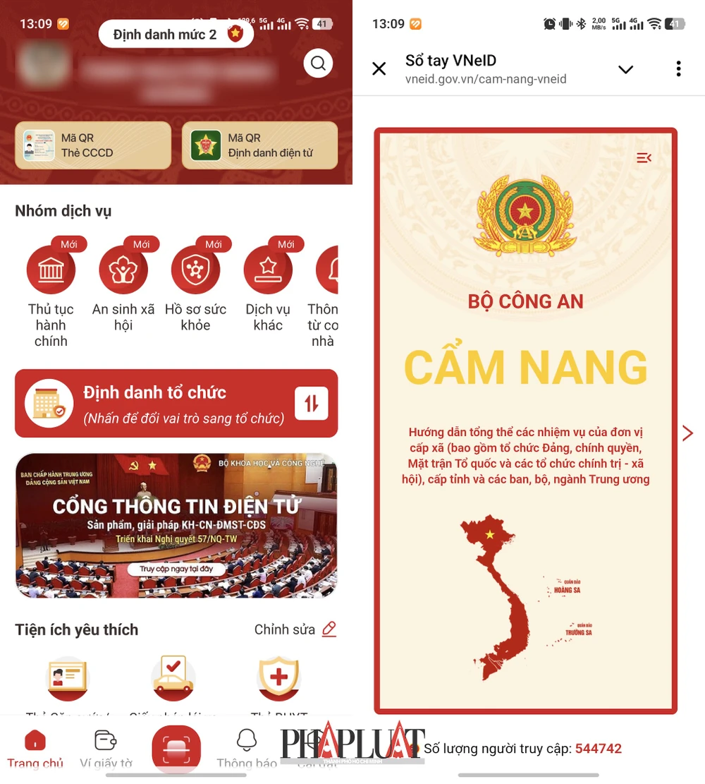 Cẩm nang hướng dẫn tổng thể trên ứng dụng VNeID. Ảnh: MINH HOÀNG