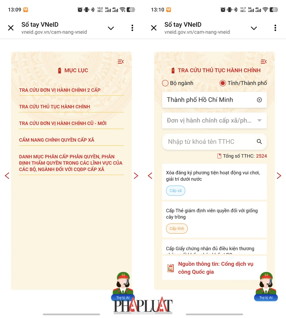 Người dân dễ dàng tra cứu các thủ tục hành chính trên ứng dụng. Ảnh: MINH HOÀNG