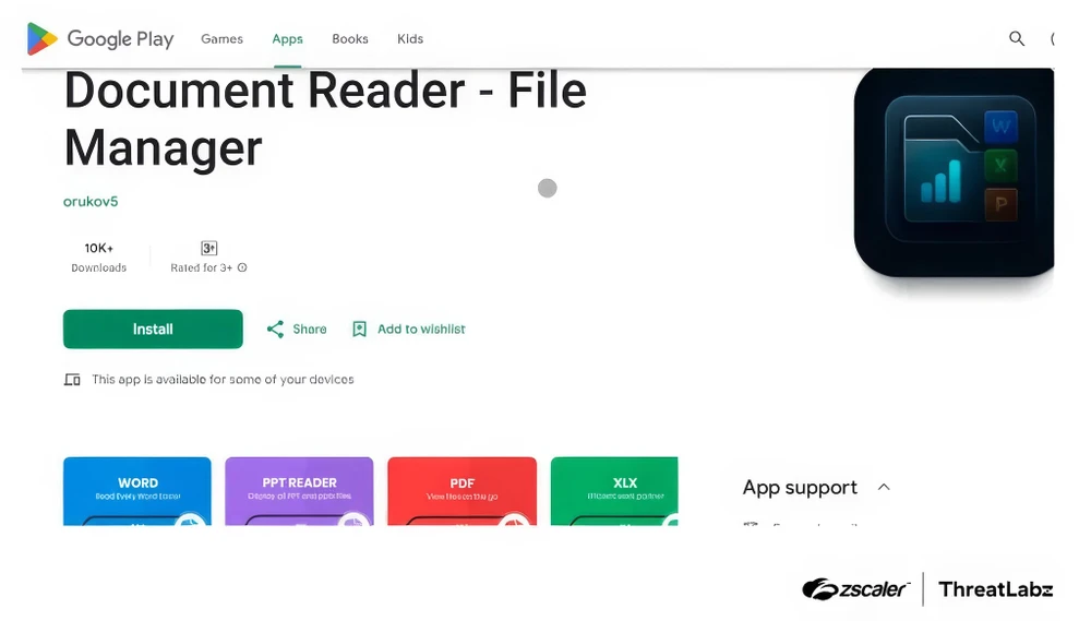 Một ứng dụng độc hại xâm nhập Google Play. Ảnh: Zscaler