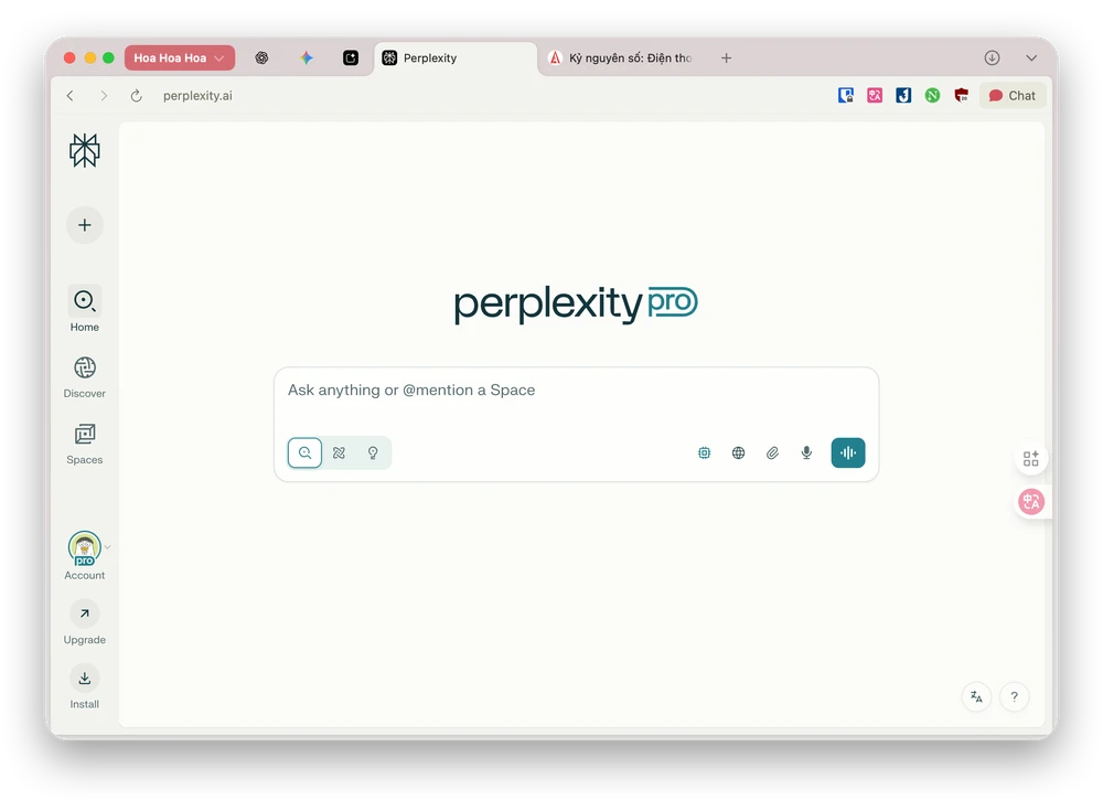 Ứng dụng AI Perplexity trên nền web. Ảnh: TIỂU MINH