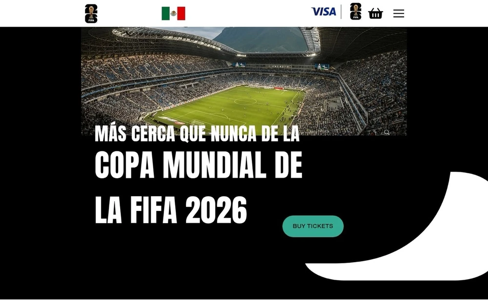 Trang web giả mạo sử dụng nhiều logo và ngôn ngữ bản địa của một trong những quốc gia đăng cai để quảng cáo bán vé FIFA World Cup 2026. Ảnh: Bfore.ai