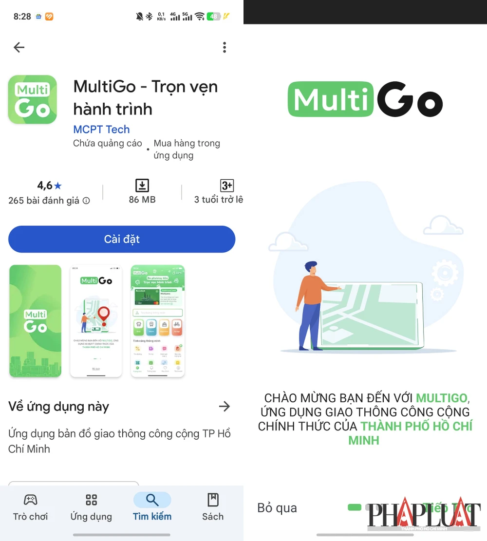Cài đặt ứng dụng MultiGo. Ảnh: MINH HOÀNG