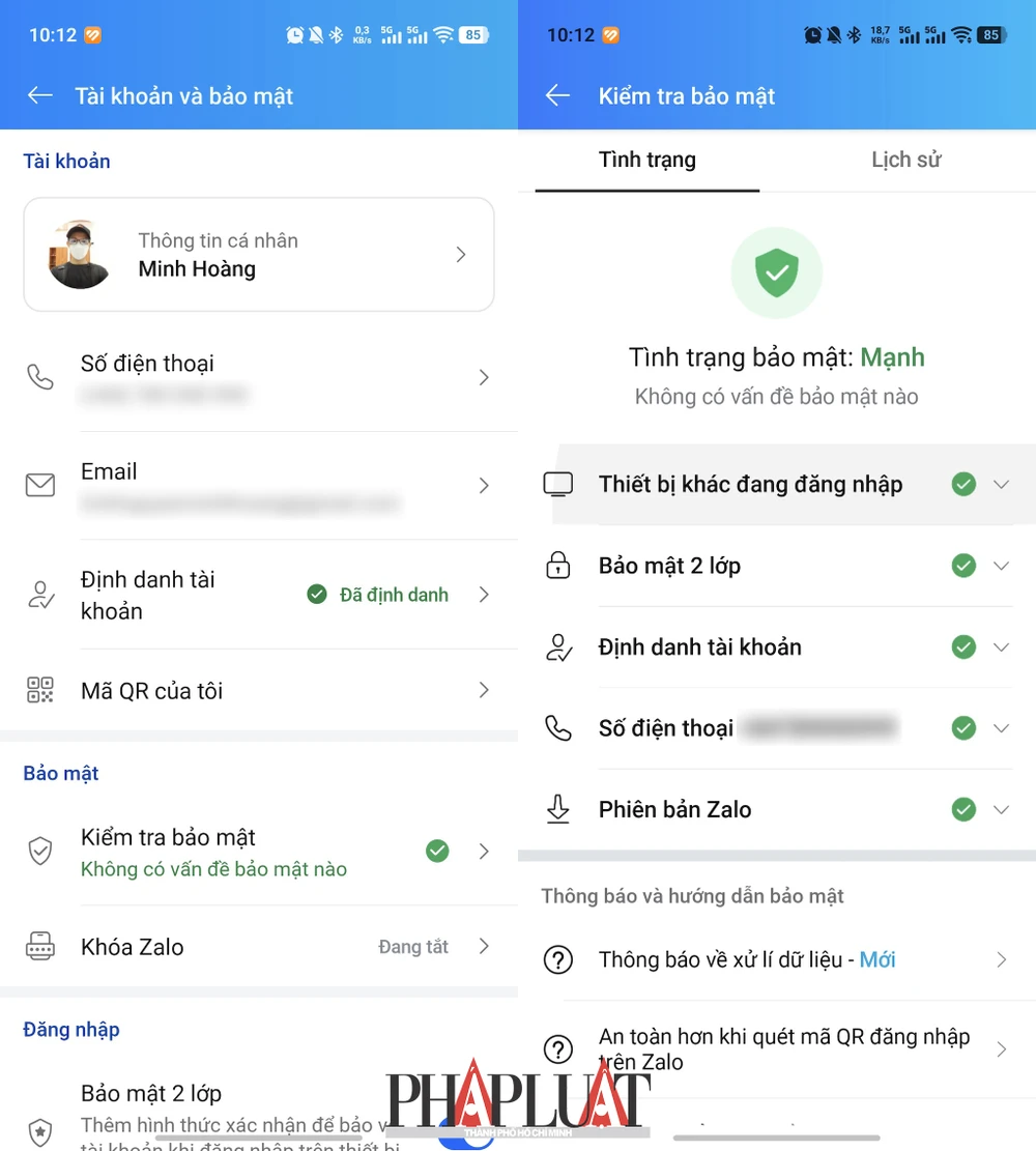 Cách bảo mật tài khoản Zalo bằng những tính năng có sẵn. Ảnh: MINH HOÀNG