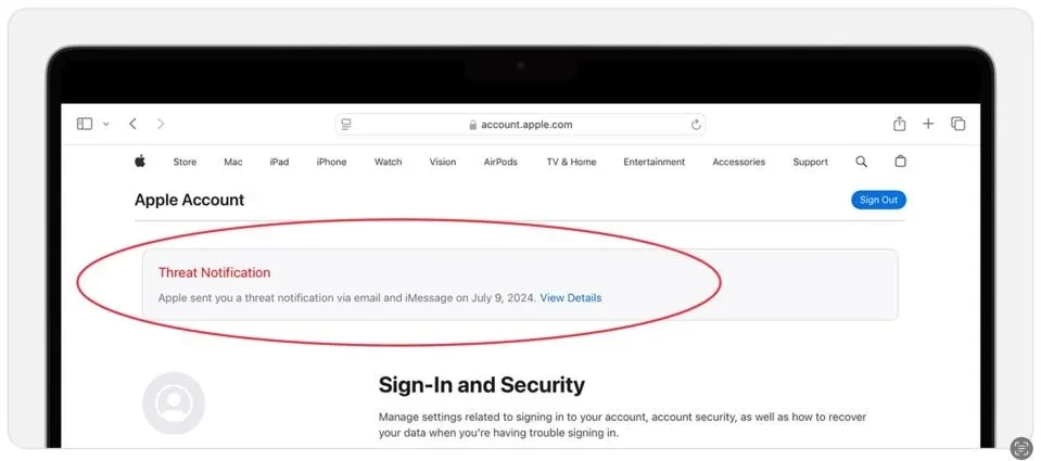 Apple cảnh báo người dùng về phần mềm gián điệp. Ảnh: Apple