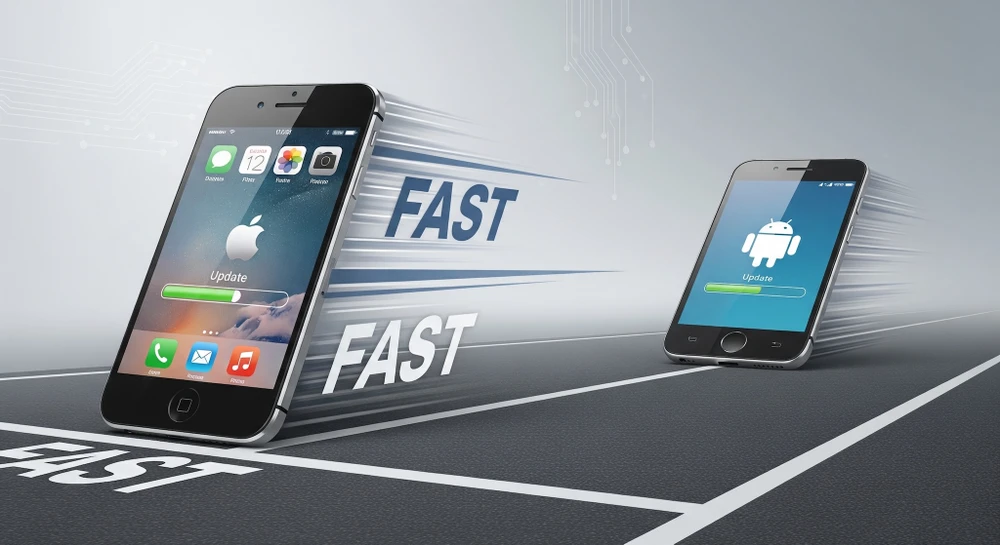 Apple bỏ xa các hãng điện thoại Android về thời gian cập nhật. Ảnh: AI