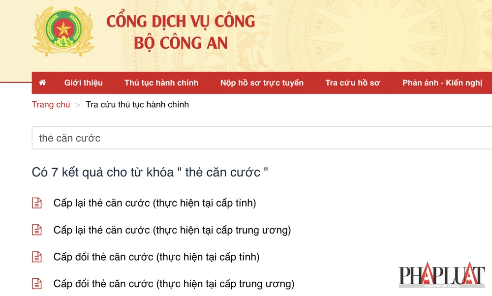 Thực hiện thủ tục cấp thẻ căn cước trên cổng dịch vụ công Bộ Công an. Ảnh: MINH HOÀNG