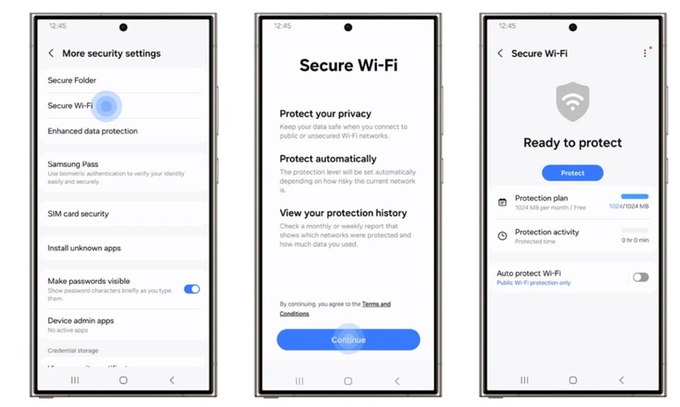 Người dùng điện thoại Samsung nên bật tinh năng Secure WiFi ngay lập tức. Ảnh: Samsung