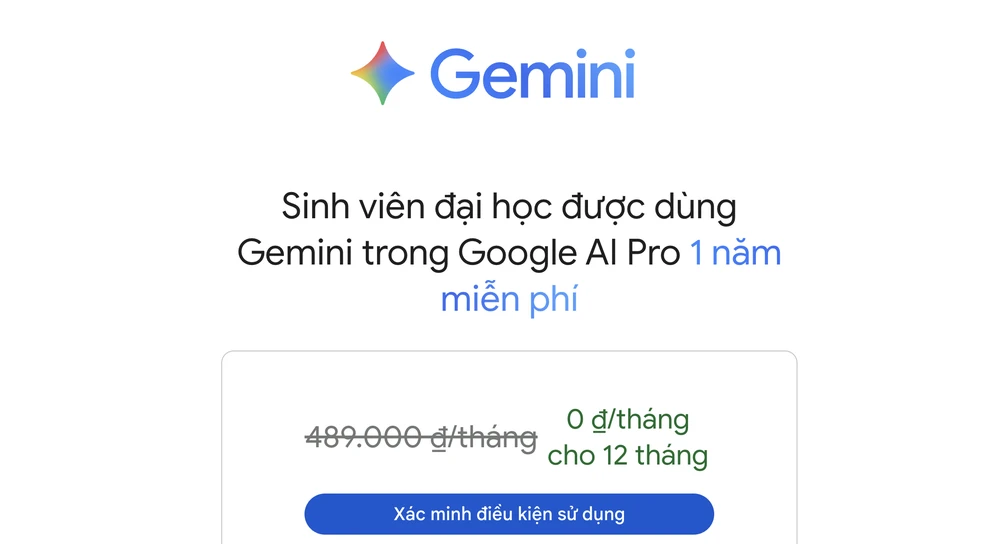 Google tặng 1 năm sử dụng miễn phí Gemini Pro và 2 TB dung lượng lưu trữ đám mây cho sinh viên đại học. Ảnh: TIỂU MINH