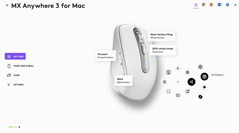 Phần mềm Logi Options+ giúp người dùng tinh chỉnh chuột và tùy chỉnh nhiều tính năng cho các nút bấm. Ảnh: TIỂU MINH