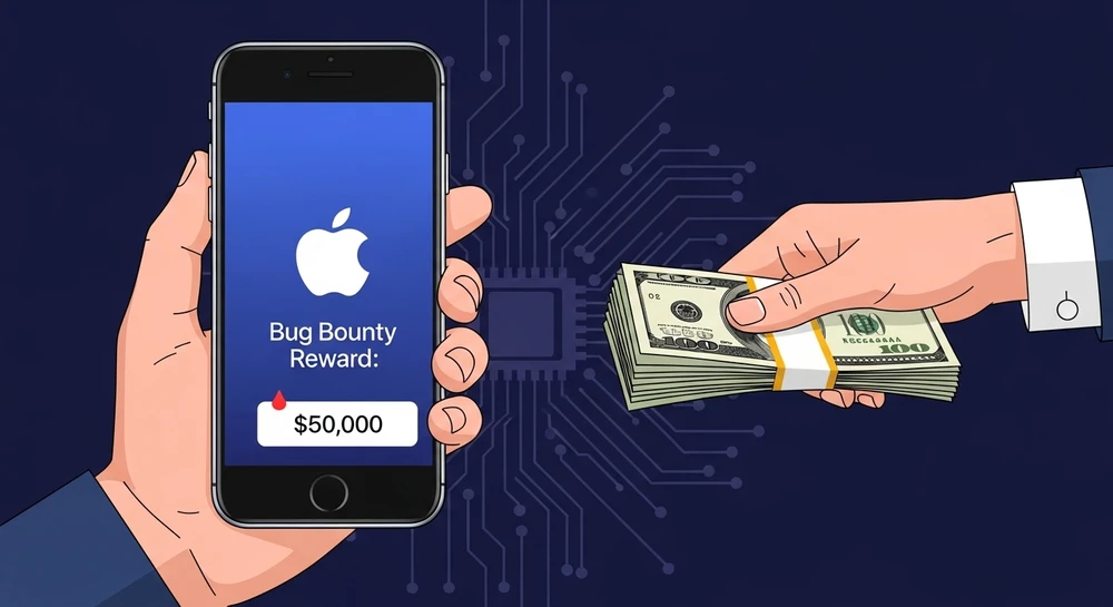 Apple tăng mức tiền thưởng lên gấp đôi cho người phát hiện ra các lỗ hổng bảo mật của hãng. Ảnh: AI