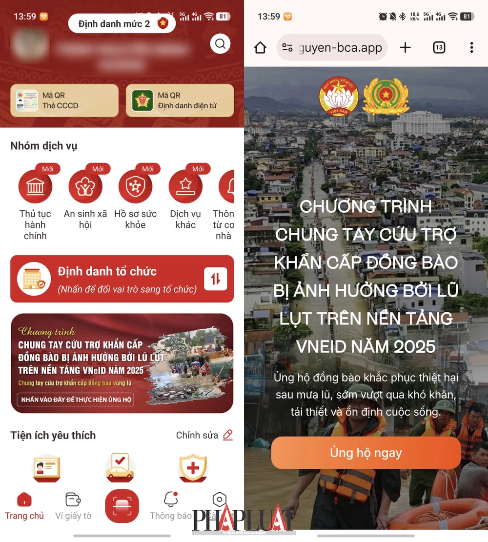 Đăng nhập vào ứng dụng VNeID. Ảnh: MINH HOÀNG