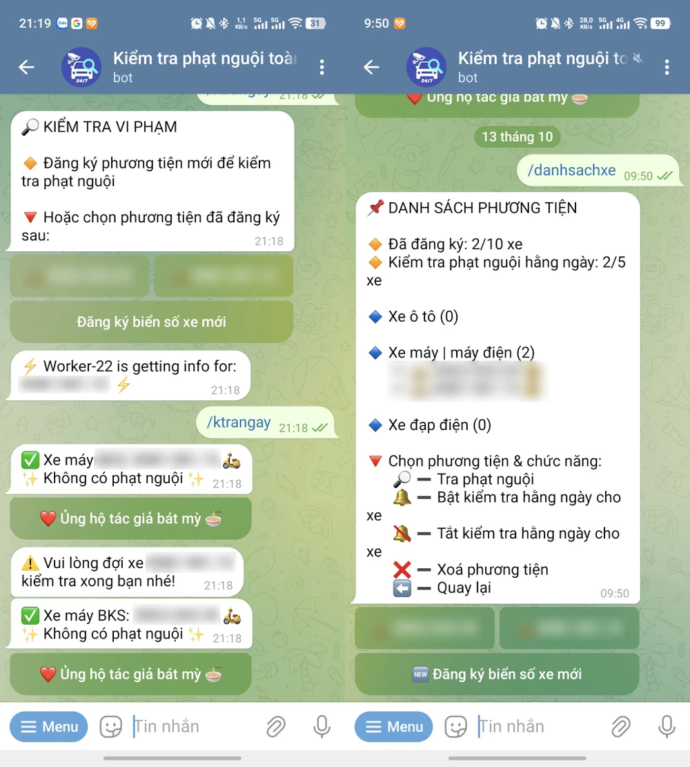 Chọn phương tiện cần tra cứu phạt nguội. Ảnh: MINH HOÀNG