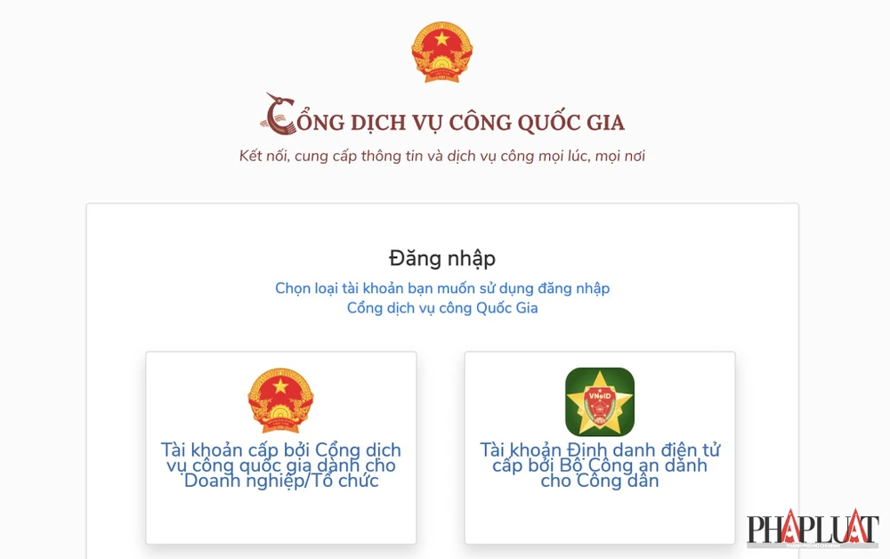 Đăng nhập cổng dịch vụ công Bộ Công an bằng tài khoản VNeID. Ảnh: MINH HOÀNG