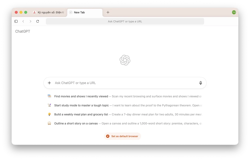 Trình duyệt ChatGPT Atlas được tích hợp nhiều tính năng AI thông minh. Ảnh: MINH HOÀNG