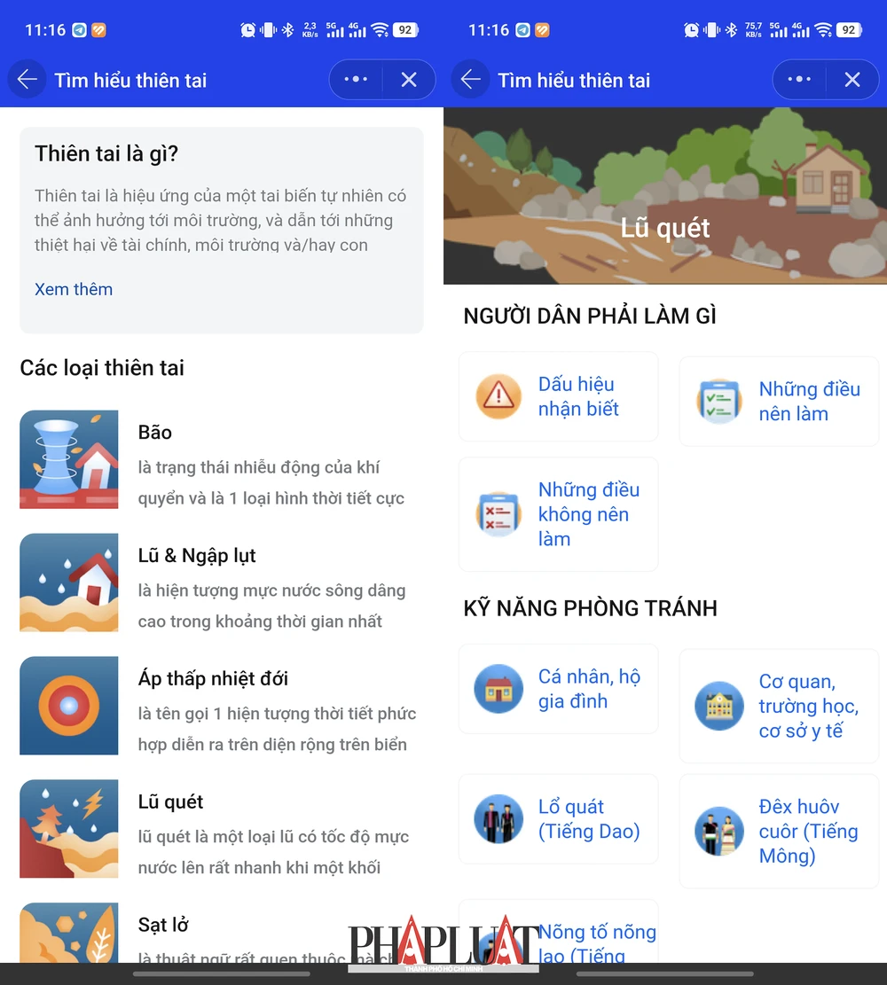 Zalo mini app “Phòng chống thiên tai Việt Nam”. Ảnh: