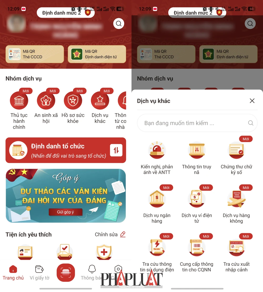 Đăng nhập ứng dụng VNeID. Ảnh: MINH HOÀNG