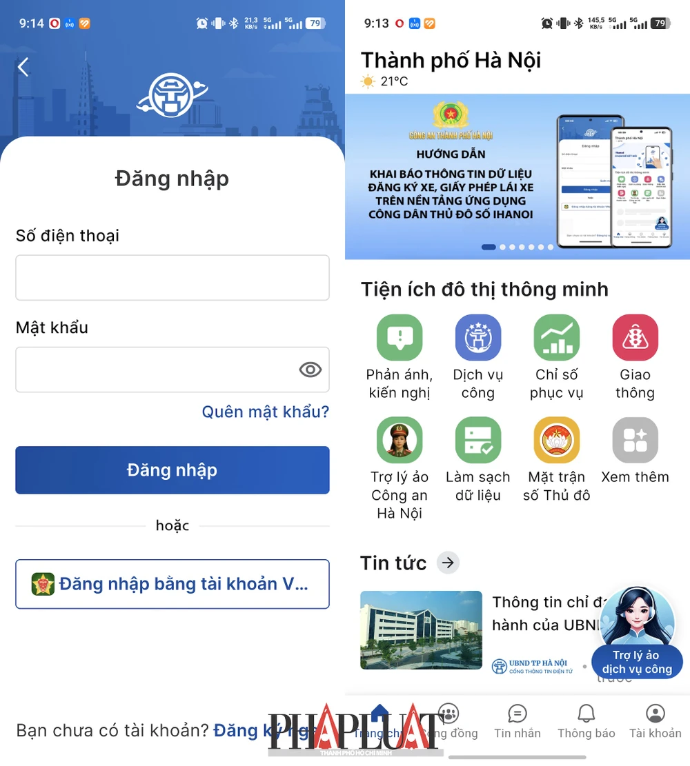 Thêm thông tin GPLX, đăng ký xe trên ứng dụng iHanoi. Ảnh: MINH HOÀNG