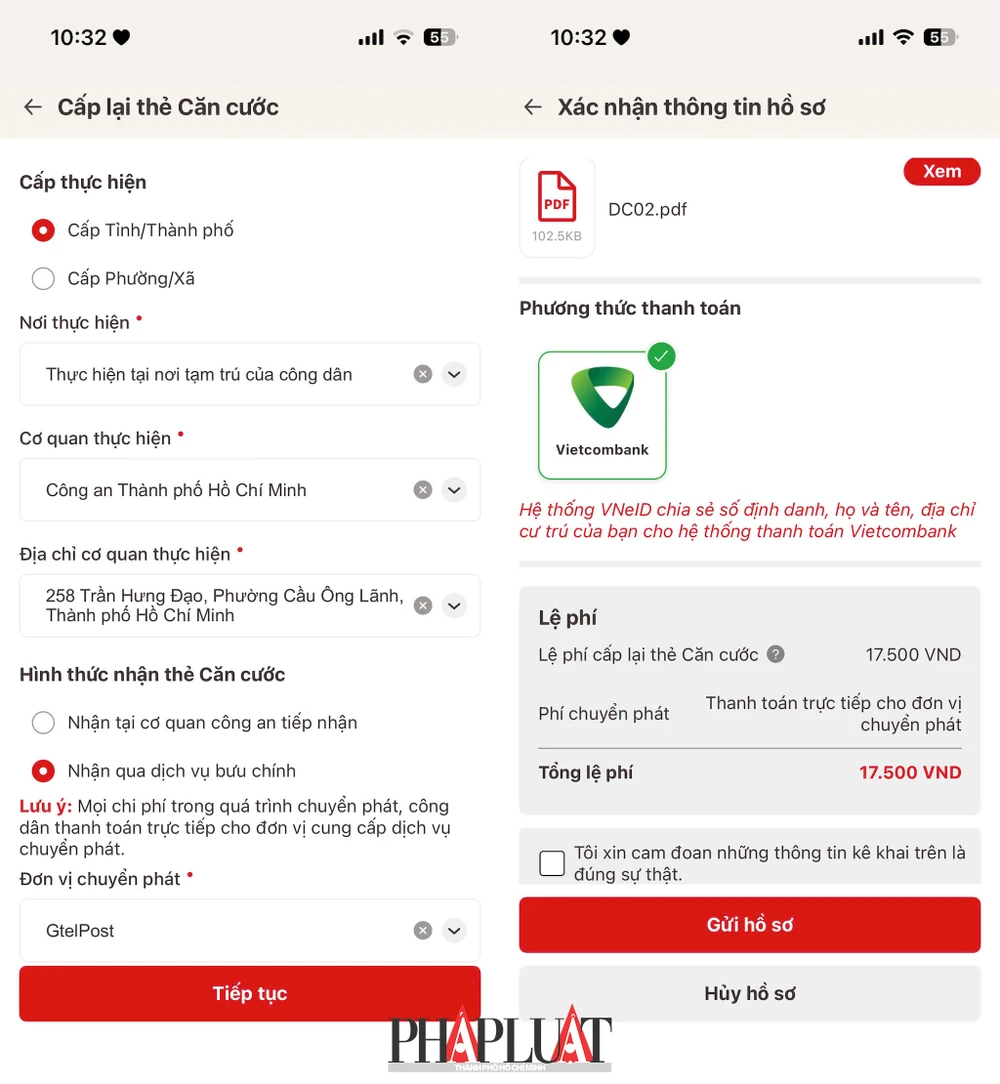 Nhận thẻ căn cước mới qua dịch vụ bưu chính. Ảnh: MINH HOÀNG