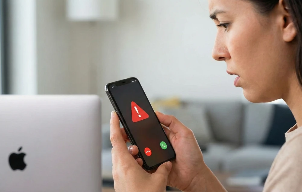 Người dùng iPhone nên cảnh giác với các cuộc gọi mạo danh nhân viên hỗ trợ kỹ thuật. Ảnh: AI