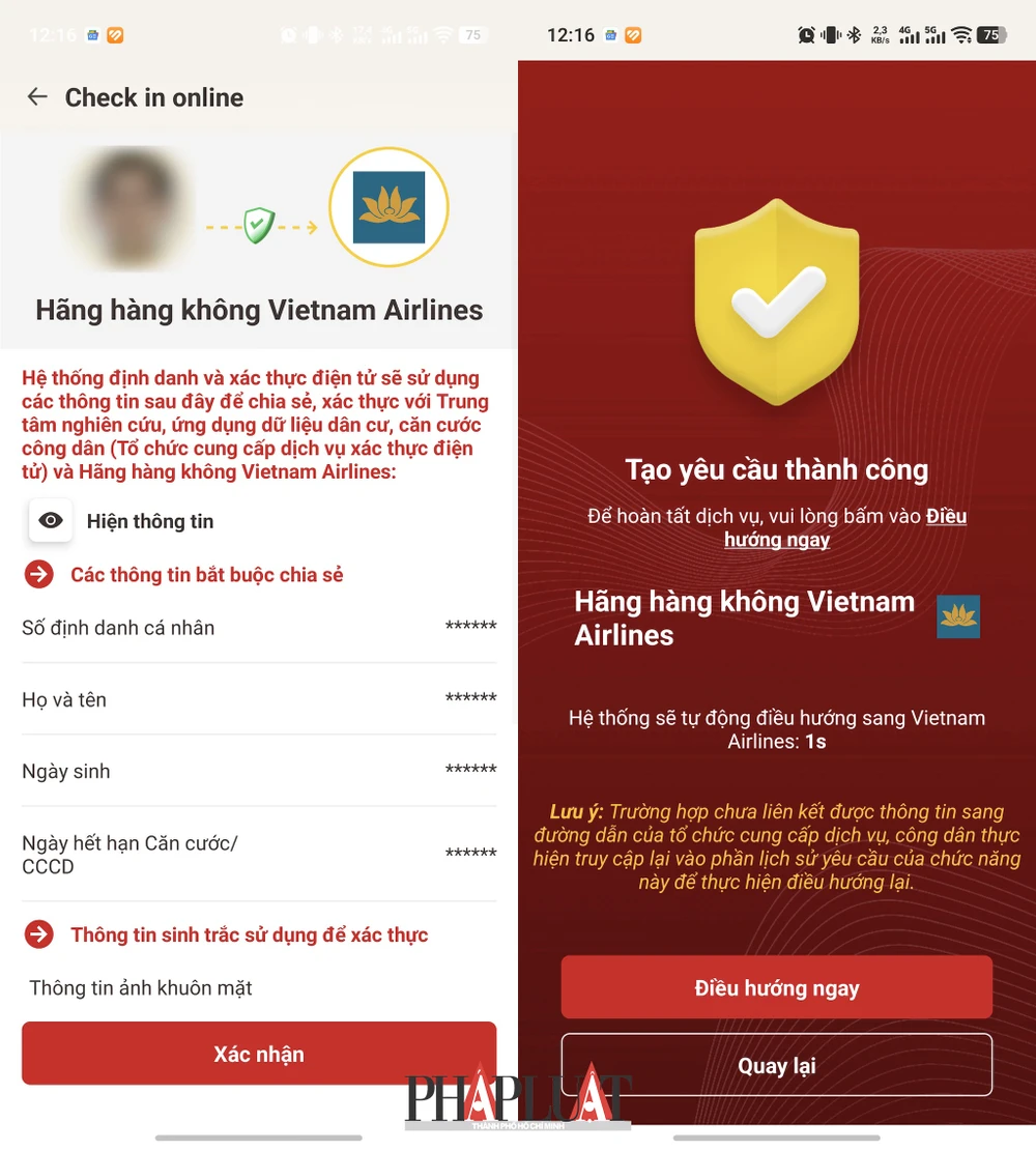 Cách check-in nhanh thông qua ứng dụng VNeID khi đi máy bay. Ảnh: MINH HOÀNG