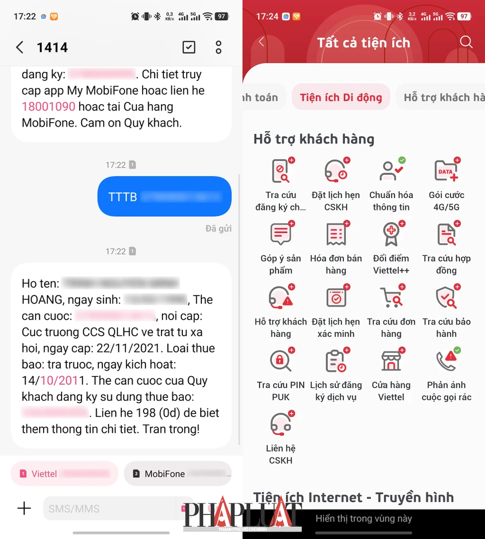 Tra cứu và cập nhật thông tin thuê bao di động. Ảnh: MINH HOÀNG