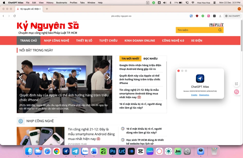 Khả năng bảo vệ quyền riêng tư của trình duyệt AI ChatGPT Atlas tương đối kém. Ảnh: MINH HOÀNG