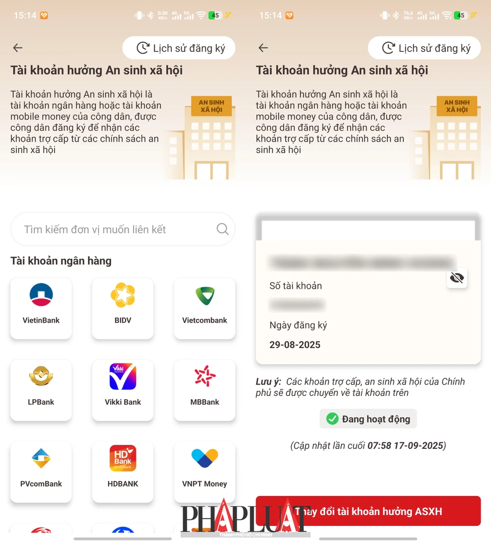 Tài khoản an sinh xã hội đã được phê duyệt. Ảnh: MINH HOÀNG