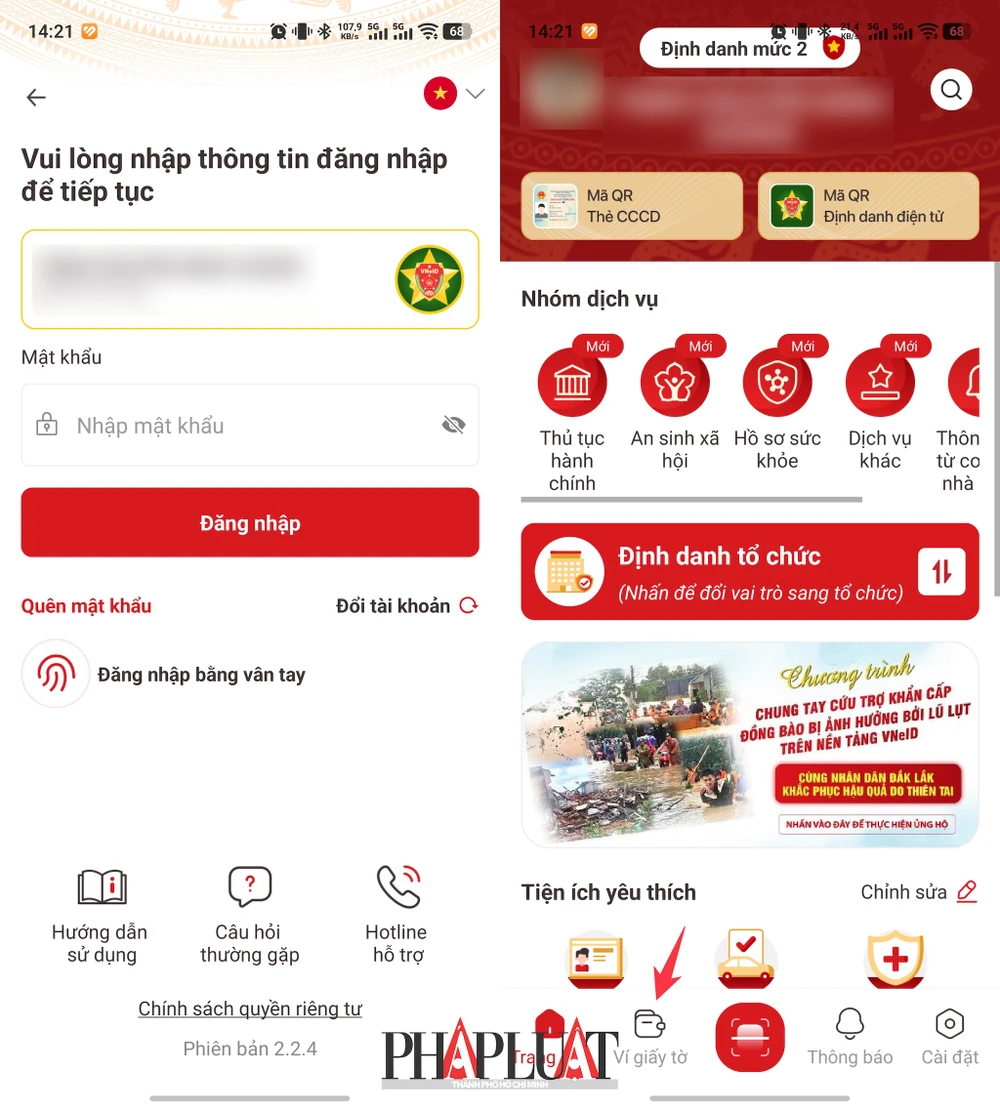 Cập nhật VNeID và đăng nhập bằng tài khoản tương ứng. Ảnh: MINH HOÀNG