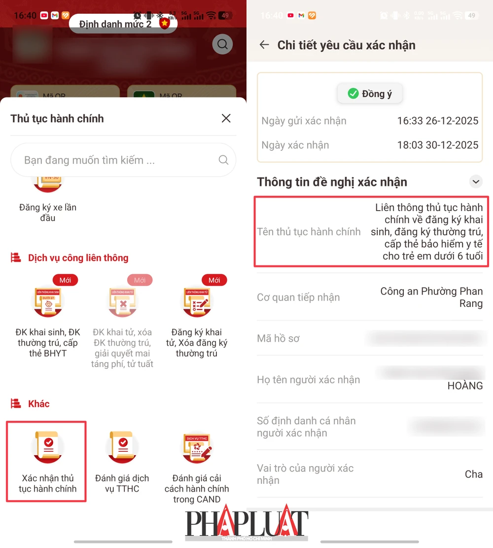 Chủ hộ/cha/mẹ/người giám hộ phải xác nhận đồng ý trên ứng dụng VNeID. Ảnh: MINH HOÀNG