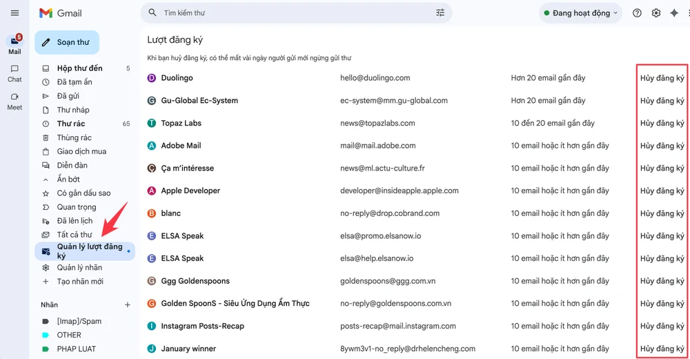 Tin công nghệ 19-1: Cách ngừng nhận email quảng cáo chỉ với một cú chạm. Ảnh: TIỂU MINH