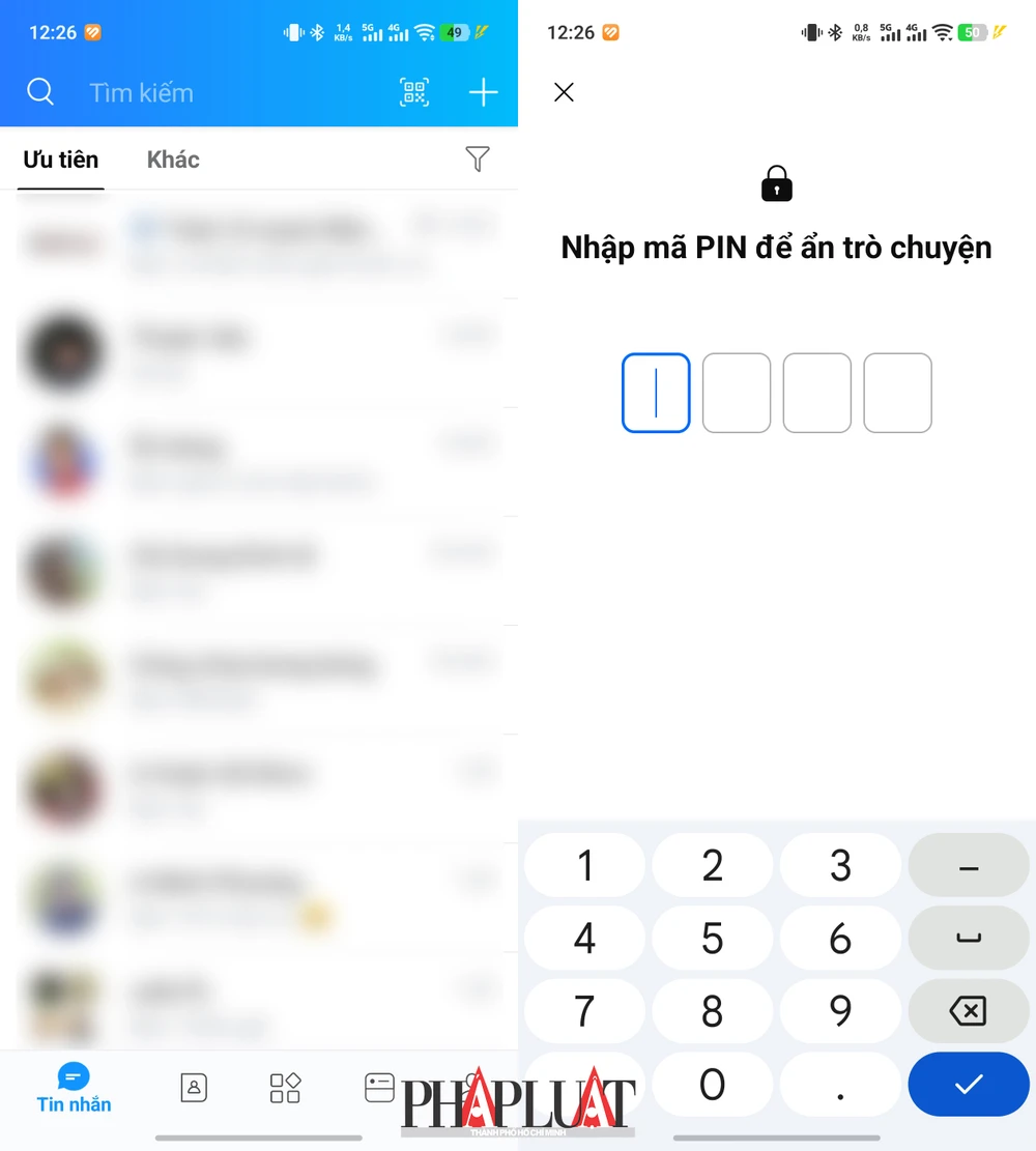 Cách ẩn tin nhắn riêng tư trên Zalo. Ảnh: MINH HOÀNG